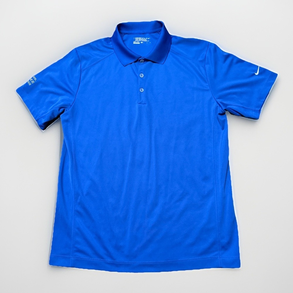 Nike Golf Shirt Mens L Large Blue Tour Performance Polo Long Sleeve Stretch